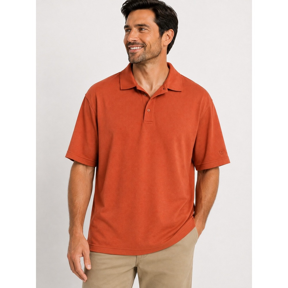 Pro Tour Mens Golf Polo Shirt XL Burnt Orange Short Sleeve‎ Performance Textured